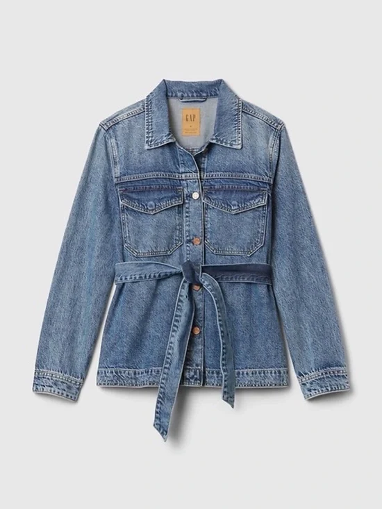 GAP Belted Blue Denim Jacket - Picture 2 of 2